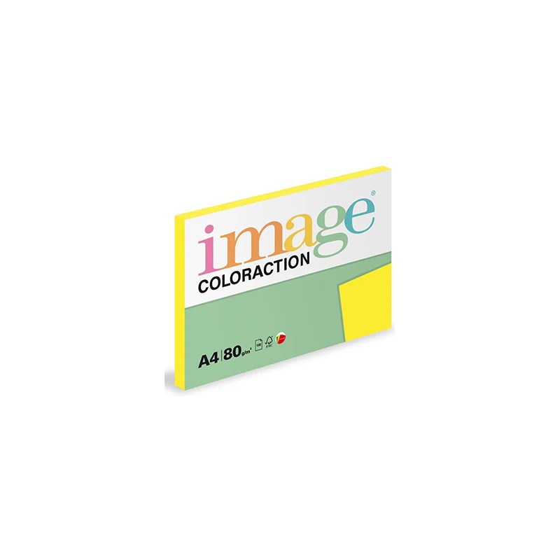 Papier kserograficzny Coloraction, Ibiza, A4, 80 g/m2, refleksyjny żółty, 100 arkusza, nadaje się do druku atramentowego