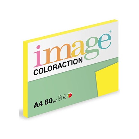 Papier kserograficzny Coloraction, Ibiza, A4, 80 g/m2, refleksyjny żółty, 100 arkusza, nadaje się do druku atramentowego