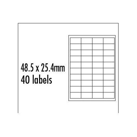 Logo etykiety 48.5mm x 25.4mm, A4, matowe, niebieskie, 40 etykiety, pakowane po 10 szt., do drukarek atramentowych i laserowych