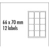 Logo etykiety 66mm x 70mm, A4, matowe, niebieskie, 12 etykiety, pakowane po 25 szt., do drukarek atramentowych i laserowych