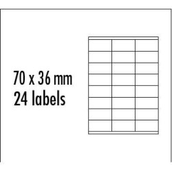 Logo etykiety 70mm x 36mm, A4, matowe, czerwony, 24 etykiety, pakowane po 10 szt., do drukarek atramentowych i laserowych