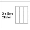 Logo etykiety 70mm x 36mm, A4, matowe, czerwony, 24 etykiety, pakowane po 10 szt., do drukarek atramentowych i laserowych