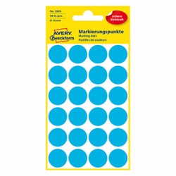 Avery Zweckform etykiety 18mm, niebieskie, 24 etykiety, do znakowania, pakowane po 4 szt., 3005, do pisma odręcznego