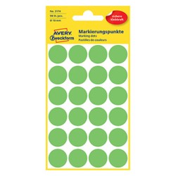 Avery Zweckform etykiety 18mm, neonowa zieleń, 24 etykiety, do znakowania, pakowane po 4 szt., 3174, do pisma odręcznego