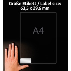 Avery Zweckform etykiety 63.5mm x 29.6mm, A4, srebrne, 27 etykiety, bardzo trwałe, pakowane po 20 szt., L6011-20, do drukarek la