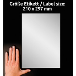 Avery Zweckform etykiety 210mm x 297mm, A4, srebrne, 1 etykieta, bardzo trwałe, pakowane po 20 szt., L6013-20, do drukarek laser