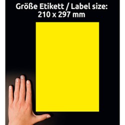 Avery Zweckform etykiety 210mm x 297mm, A4, żółte, 1 etykieta, bardzo trwałe, pakowane po 20 szt., L6111-20, do drukarek laserow