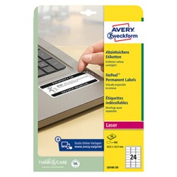 Avery Zweckform etykiety 63.5mm x 33.9mm, A4, białe, 24 etykiety, trwałe przylegające, znamionowe, zabezpieczające, pakowane po 