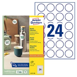 Avery Zweckform etykiety 40mm, A4, białe, 24 etykiety, pakowane po 100 szt., L3415-100, do drukarek laserowych i atramentowych