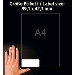 Avery Zweckform etykiety 99.1mm x 42.3mm, A4, matowe, białe, 12 etykiety, bardzo trwałe, pakowane po 20 szt., L4776-20, do druka