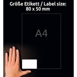 Avery Zweckform Identyfikatory samoprzylepne 80mm x 50mm, A4, białe, 10 etykiety, samoprzylepna/y, pakowane po 20 szt., L4785-20
