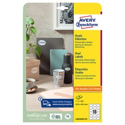 Avery Zweckform etykiety 63.5mm x 42.3mm, A4, białe, 18 etykiety, zdejmowane, pakowane po 25 szt., L6024REV-25, do drukarek lase