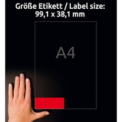 Avery Zweckform etykiety 99.1mm x 38.1mm, A4, neonowy czerwony, 14 etykiety, pakowane po 25 szt., L7263R-25, do drukarek laserow