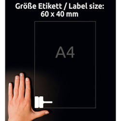 Avery Zweckform etykiety 60mm x 40mm, A4, białe, 24 etykiety, do oznaczania kabli, pakowane po 20 szt., L7950-20, do drukarek la