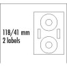 Logo etykiety na CD 118/41mm, A4, matowe, białe, 2 etykiety, 2 płyty, 140g/m2, pakowane po 10 szt., do drukarek atramentowych i 