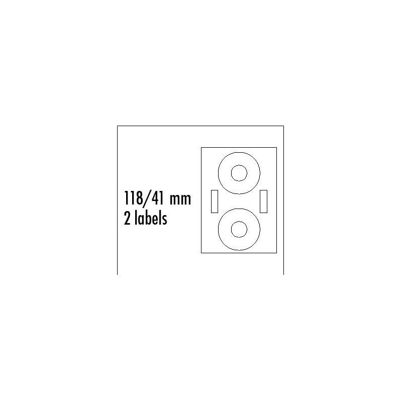 Logo etykiety na CD 118/41mm, A4, matowe, białe, 2 etykiety, 2 płyty, 140g/m2, pakowane po 25 szt., do drukarek atramentowych i 