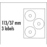 Logo etykiety na CD 113/37mm, A4, matowe, białe, 3 etykiety, 140g/m2, pakowane po 25 szt., do drukarek atramentowych i laserowyc
