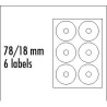 Logo etykiety na CD 78/18mm, A4, matowe, białe, 6 etykiety, 140g/m2, pakowane po 25 szt., do drukarek atramentowych i laserowych