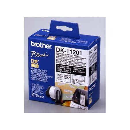 Brother etykiety papierowe 29mm x 90mm, biała, 400 szt., DK11201, do drukarek typu QL