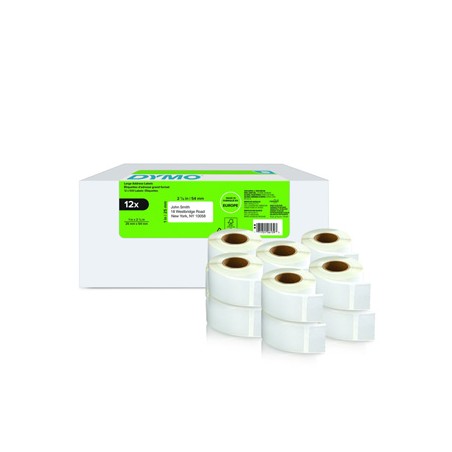 Dymo etykiety papierowe 54mm x 25mm, białe, na adres zwrotny, 12 x 500 szt., 2177563