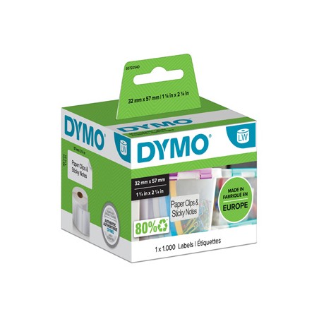 Dymo etykiety papierowe 57mm x 32mm, białe, uniwersalne, usuwalne, 1000 szt., 11354, S0722540