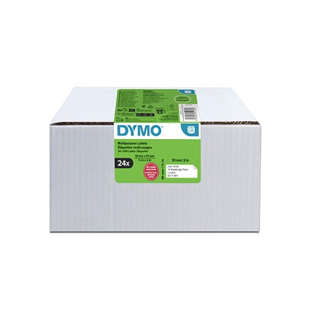 Dymo etykiety papierowe 51mm x 19mm, białe, uniwersalne, usuwalne, 24 x 500 szt., 2234184, op. 24 rolki, cena za 1 szt