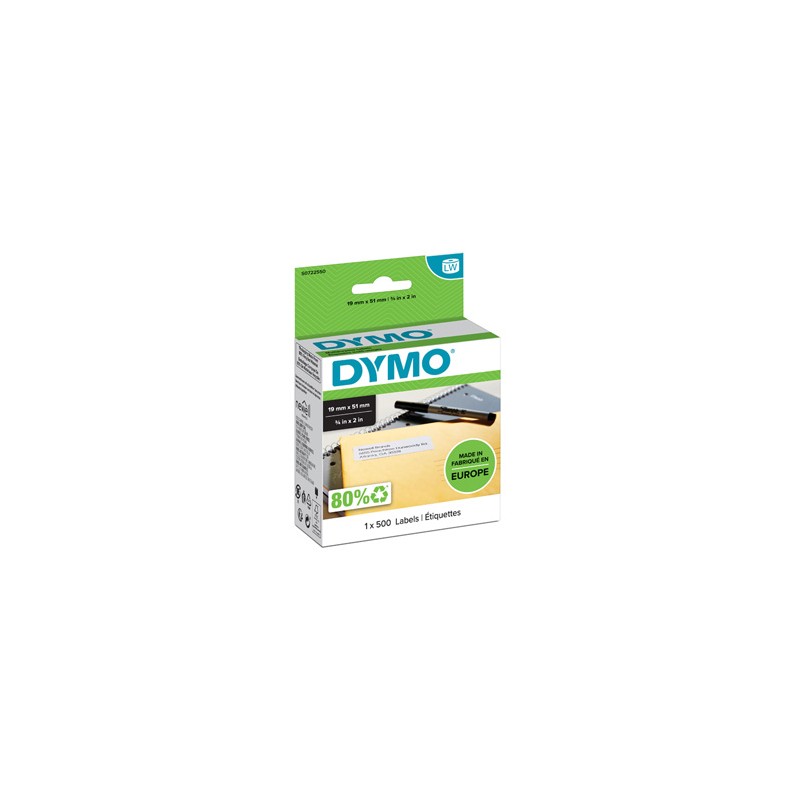 Dymo etykiety papierowe 51mm x 19mm, białe, uniwersalne, usuwalne, 500 szt., 11355, S0722550