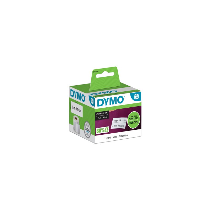 Dymo etykiety papierowe 89mm x 41mm, białe, do identyfikatorów, łatwy do usunięcia, 300 szt., 11356, S0722560