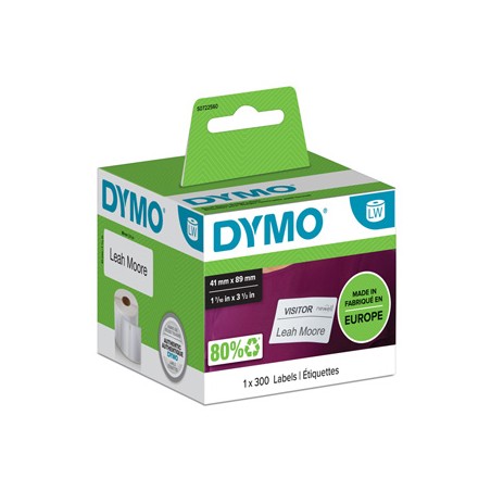 Dymo etykiety papierowe 89mm x 41mm, białe, do identyfikatorów, łatwy do usunięcia, 300 szt., 11356, S0722560