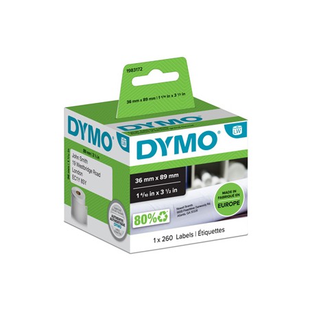 Dymo etykiety papierowe 89mm x 36mm, białe, duże, 1x260 szt., 1983172