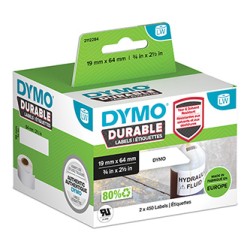 Dymo etykiety polipropylenowe 64mm x 19mm, białe, na kody kreskowe / EAN, 2x450 szt., 2112284