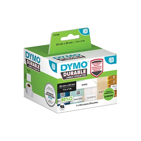 Dymo etykiety polipropylenowe 25mm x 25mm, białe, wielofunkcyjny, 2x850 szt., 2112286