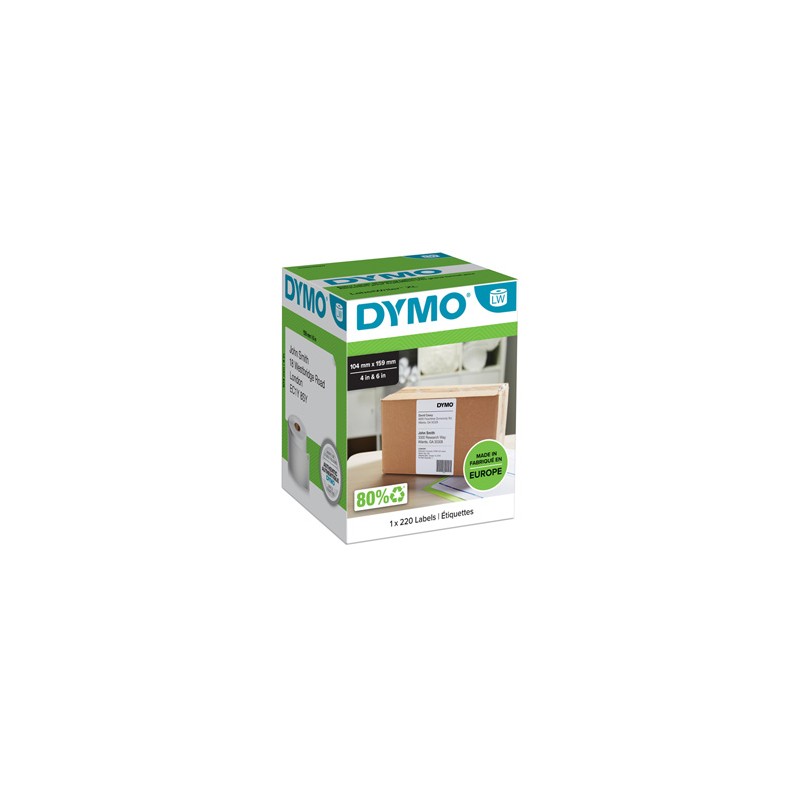Dymo etykiety papierowe 159mm x 104mm, białe, duże, 220 szt., S0904980