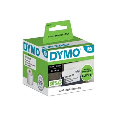 Dymo etykiety papierowe 89mm x 51mm, białe, do wizytówek, bez kleju, 300 szt., S0929100