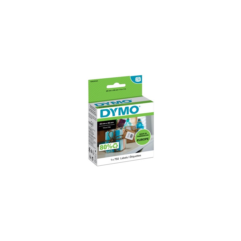 Dymo etykiety papierowe 25mm x 25mm, białe, uniwersalne, usuwalne, 750 szt., S0929120