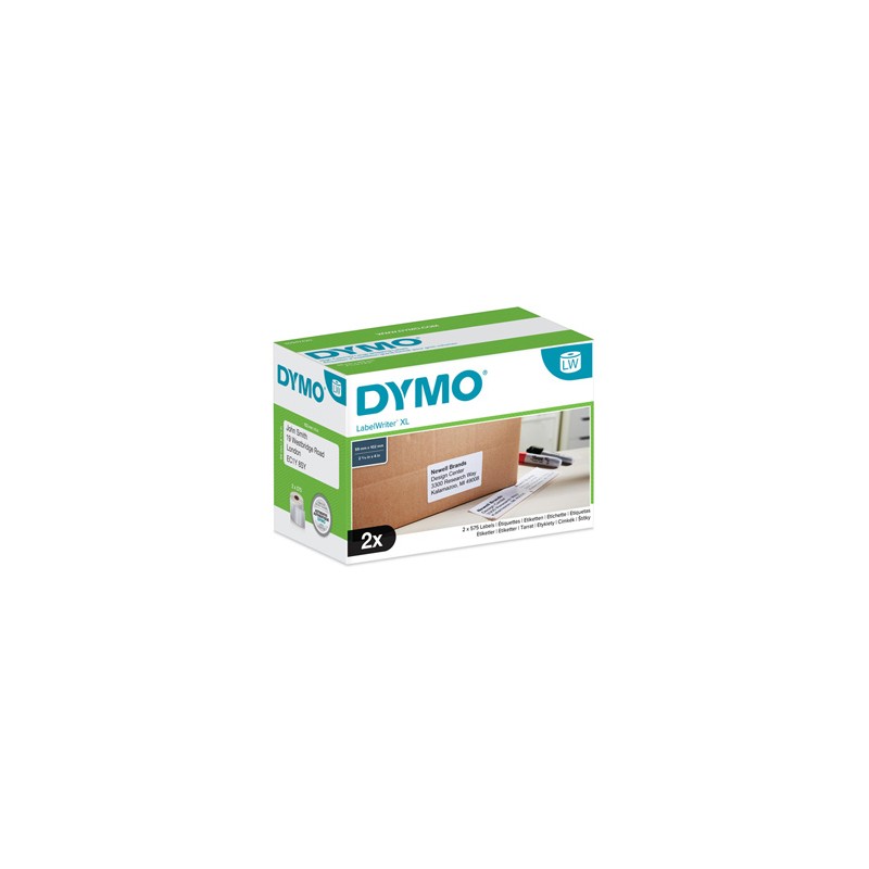 Dymo etykiety papierowe 102mm x 59mm, białe, duże etykiety adresowe 4XL, 2X575 szt., S0947420
