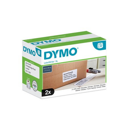 Dymo etykiety papierowe 102mm x 59mm, białe, duże etykiety adresowe 4XL, 2X575 szt., S0947420