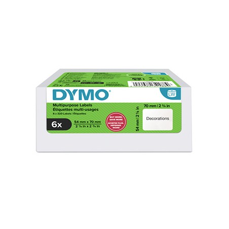 Dymo etykiety papierowe 70mm x 54mm, białe, wielofunkcyjne, 6 x 320 szt., 2234188, op. 6 rolek, cena za 1 szt