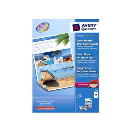 Avery Zweckform Laser Papier Premium, 2798, foto papier, wysoki połysk, biały, A4, 200 g/m2, 100 szt., laser