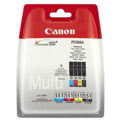 Canon CLI-551 multipack (CMYK) + PP-201 fotopapier 50x, CLI-551/PP-201, foto papier, pojemność 4x7ml typ połysk, 6508B005, biały