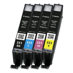 Canon CLI-551 multipack (CMYK) + PP-201 fotopapier 50x, CLI-551/PP-201, foto papier, pojemność 4x7ml typ połysk, 6508B005, biały