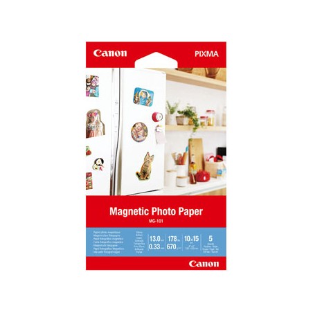 Canon Magnetic Photo Paper (magnetyczny), MG-101, foto papier, połysk, 3634C002, biały, Canon PIXMA, 10x15cm, 4x6", 670 g/m2, 5 