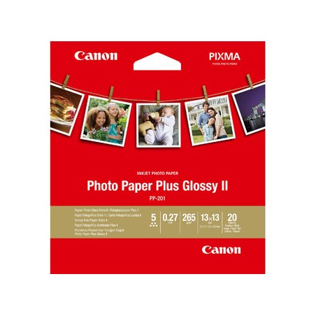 Canon Photo Paper Plus Glossy II, PP-201, foto papier, połysk, 2311B060, biały, 13x13cm, 5x5", 265 g/m2, 20 szt., atrament
