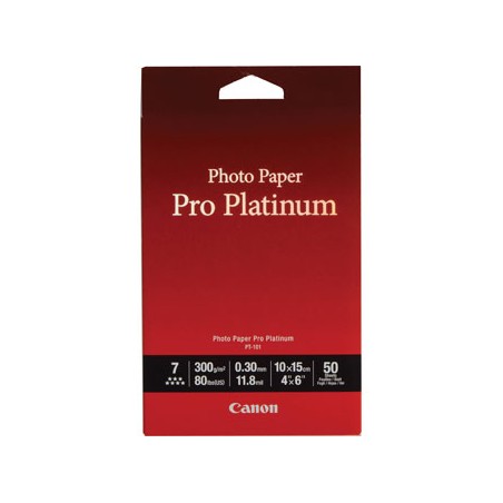 Canon Photo Paper Pro Platinum PT-101, PT-101, foto papier, połysk, 2768B014, biały, 10x15cm, 4x6", 300 g/m2, 50 szt., atrament