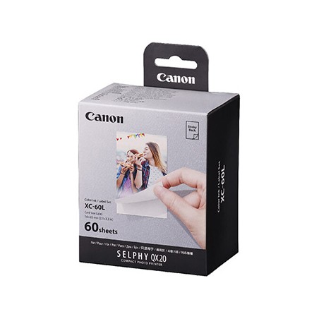 Canon XC-60L papier + ink, XC-60L, foto papier, samoprzylepny, 6756C001, biały, 60 szt., termosublimacyjny,SELPHY Square QX20