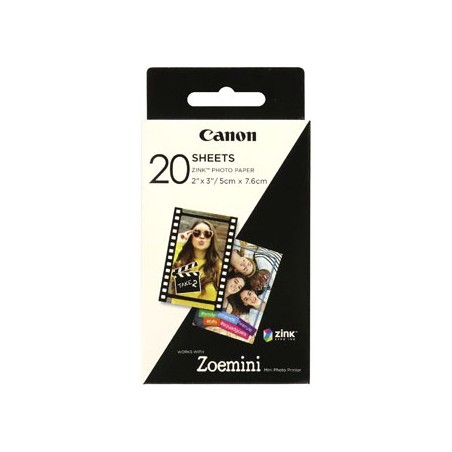 Canon ZINK Photo Paper, ZINK, foto papier, bez marginesu typ połysk, Zero Ink typ 3214C002, biały, 5x7,6cm, 2x3", 20 szt., termo