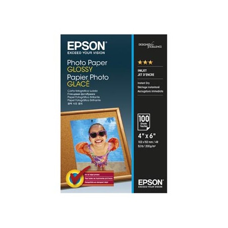 Epson Photo Paper, C13S042548, foto papier, połysk, biały, 10x15cm, 4x6", 200 g/m2, 100 szt., atrament