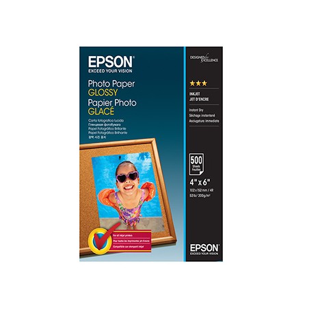 Epson Photo Paper, C13S042549, foto papier, połysk, biały, 10x15cm, 4x6", 200 g/m2, 500 szt., atrament