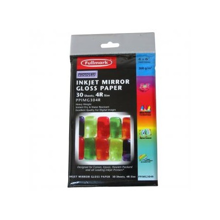 Fullmark InkJet Mirror Gloss pap, foto papier, połysk, biały, 10x15cm, 4x6", 260 g/m2, 30 szt., atrament