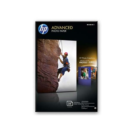 HP Advanced Glossy Photo Pa, Q8691A, foto papier, bez marginesu typ połysk, zaawansowany typ biały, 10x15cm, 4x6", 250 g/m2, 25 